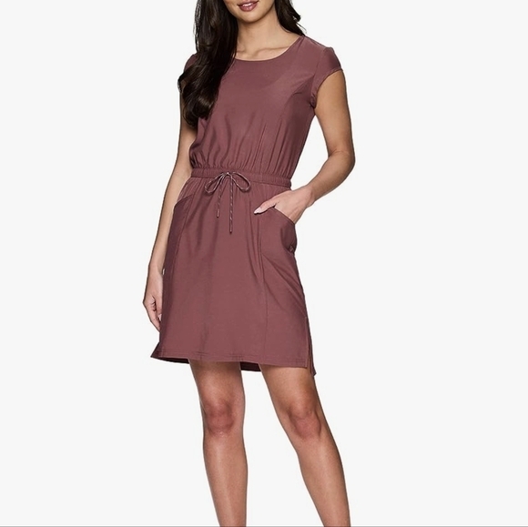 Avalanche Candace Short Sleeve Round Neck Keyhole Back Mini Dress Dark Pink S - Picture 13 of 13